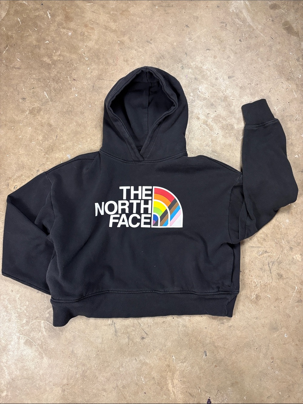The North Face Women’s Medium Black Hoodie with Multicolour Rainbow Logo